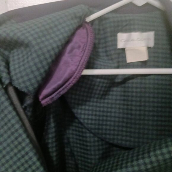 Casual Corner Womans Blazer Checkered Blue & Green Suit Jacket Size 10/12 - Picture 4 of 7